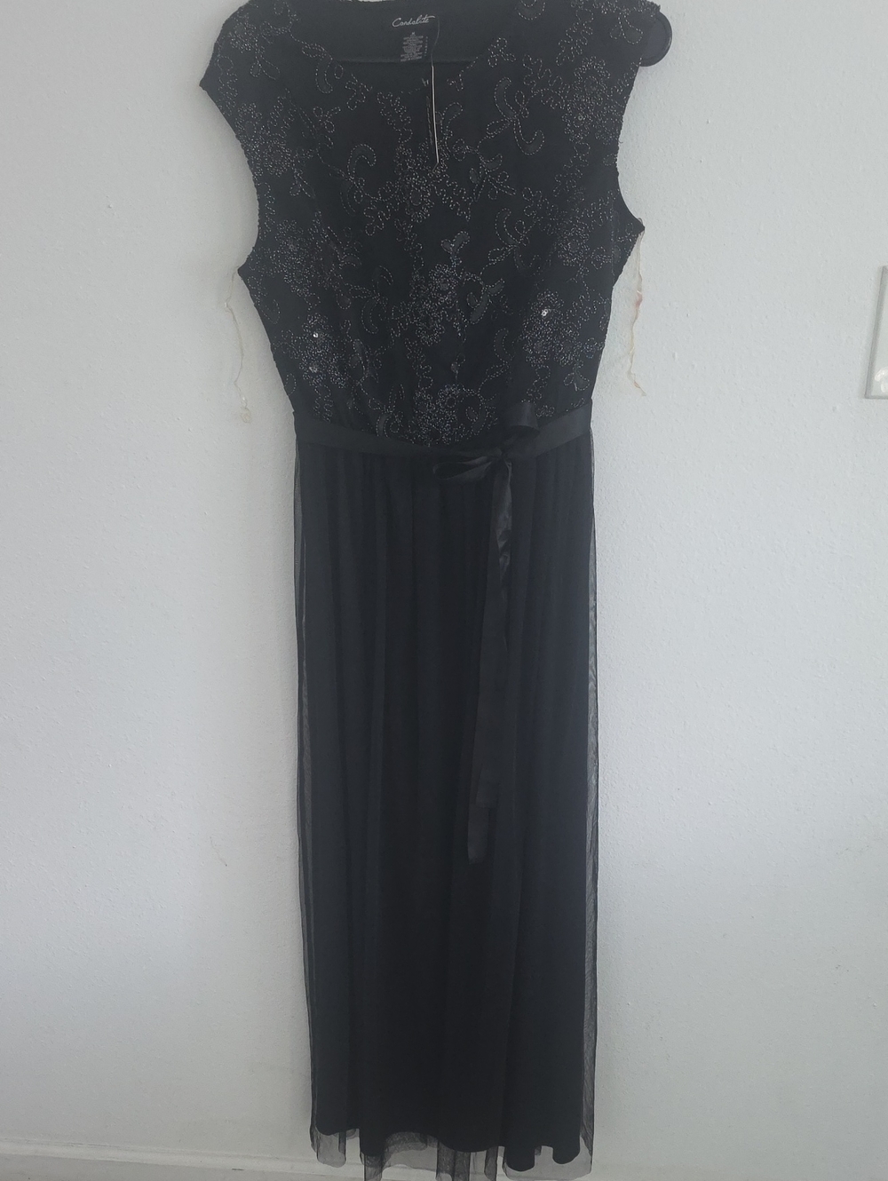 Cinderella Black Sequin Bodice Maxi Dress